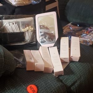 Mary Kay samples. Foundations,  applicators.  Various Eye Shadow Samples